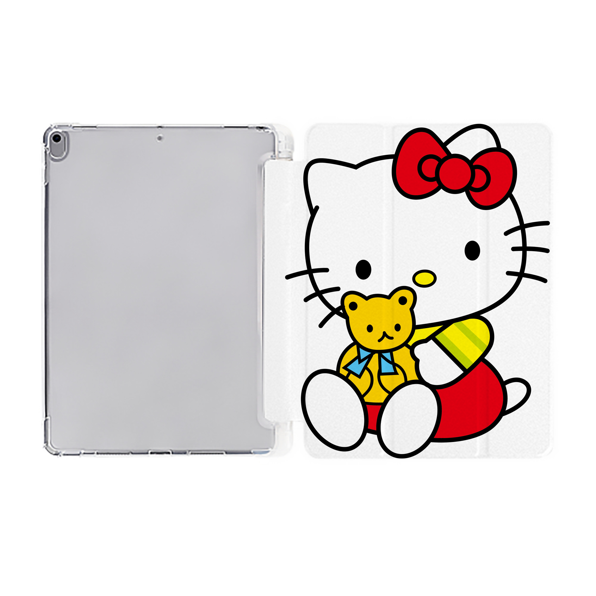 （画像用） Hello Kitty ハローキティ IPad ケース ペン収納付き 三つ折りスタンド PUレザー×シリコン 対応機種9.5/10.5/10.9インチ